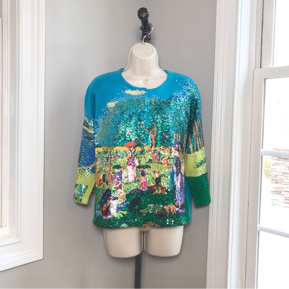 Vintage Michael Simon Seurat Painting Cardigan Sweater - Women’s Large NWT